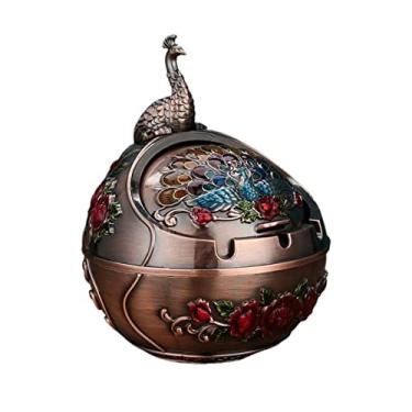 Imagem de Cinzeiro de ervas daninhas cinzeiro de coleção cilindro casa personalidade criativa cinzeiro organizador escritório metal decoração presente com tampa cinzeiros para cigarros (B)