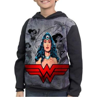 Imagem de Casaco Moletom Infantil Logo Mulher Maravilha Quadrinhos - smoke, Pret