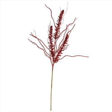 Imagem de Galho Vermelho Glitter Ramo Natalino Haste 80cm 3UN - Magizi