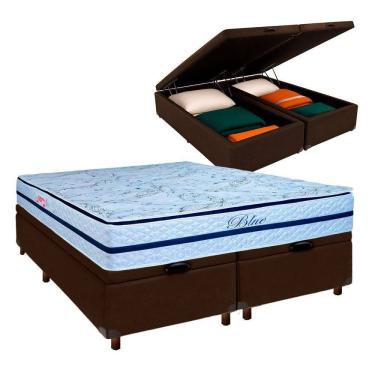 Imagem de Cama Box Bau Blindado Queen + Colchão Molas Ensacadas Blue Paropas