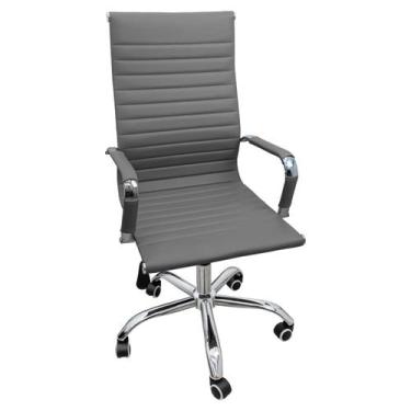 Imagem de Cadeira Eames Esteirinha Presidente Alta Estofada Couro - Lianto Decor