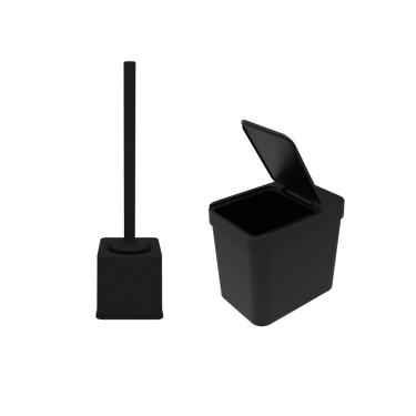 Imagem de Lixeira e Porta Escova Sanitaria Acessorio Banheiro Preto