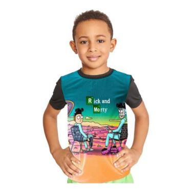 Imagem de Camiseta Infantil Rick And Morty Breaking Bad Ref:606 - smoke, Preto, 