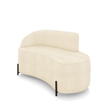 Imagem de Sofá 2 Lugares Orgânico 140cm Pé Ferro Preto Morgan Bouclê Bege D03 - D'Rossi