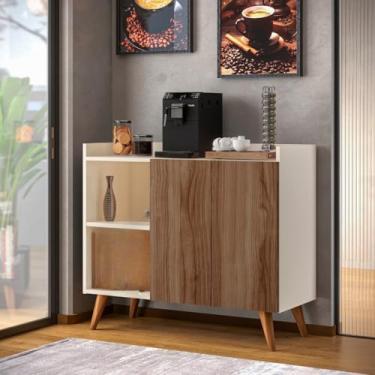 Imagem de Buffet 2 Portas com Adega e Prateleira Interna – Móvel Moderno para Sala de Jantar, Cozinha ou Área Gourmet (off madeirado)