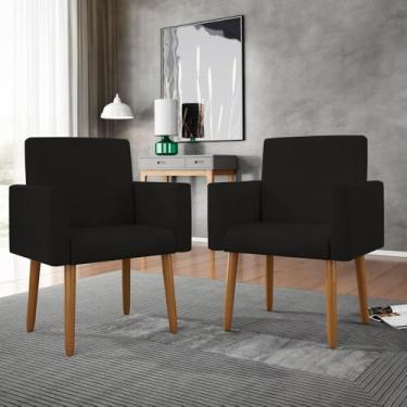 Imagem de Kit 05 Cadeiras Poltronas Decorativa - Escritório - Recepção Cor:preto