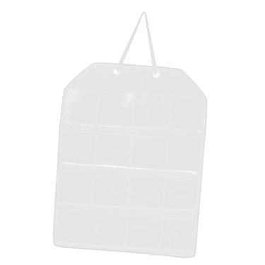 Imagem de Ｂｅｓｇａ Painel de armazenamento de crachás montado na parede, tecido de feltro 49,3 x 38,4 cm com corda para pendurar, bolsos transparentes, 16 grades, serve, Branco