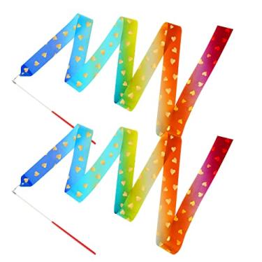 Imagem de 2 fitas de dança rítmica, fita de ginástica de 192 cm para dançarinos para crianças, adequado para ginástica artística, shows de carnaval de circo, bastão giratório