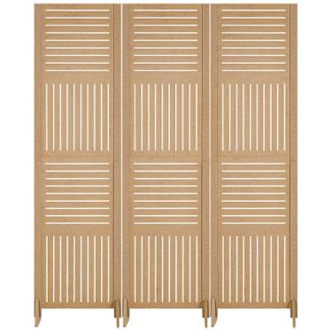 Imagem de Biombo 1 2 3 4 Folha Reto Repartido Painel Vazado Mdf Divisor Separador Divisória Ambiente Com Pé (3 Horizontal Vertical)