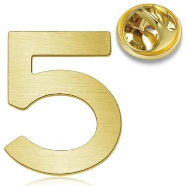 Imagem de HONEY BEAR 1 peça masculina feminina número 1/4/5/6/9/10/12/18/21/24 quatro/cinco/seis/nove/dez alfinetes de lapela colarinho crachá broches para negócios, casamento, formatura, presente, ouro