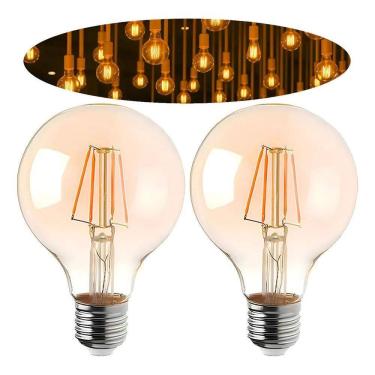Imagem de Kit 2 Lâmpada Filamento Led Galaxy Led G125 Branco Quente Âm