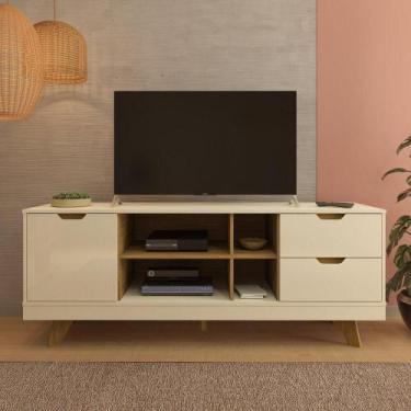 Imagem de Rack 65" 1 Porta Es Cr45173 Off White/Carvalho - MULTIMOVEIS