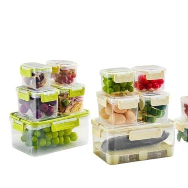 Imagem de Conjunto de 5 Potes de Plástico com Tampa, Organizador com Cesto Potes para Armazenamento de mantimentos