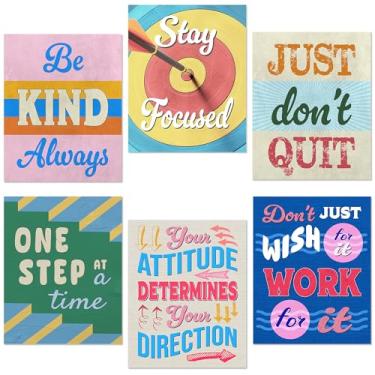 Imagem de Decoração de parede motivacional L&O Goods – Conjunto de 6 | Impressões inspiradoras de pôster brilhante 8 × 10 | Citações de mentalidade de crescimento para casa, sala de aula, escritório e academia