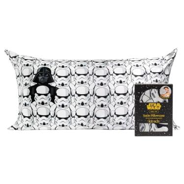 Imagem de Kitsch x Fronha de cetim Star Wars Darth Vader & Stormtroopers com zíper | Melhor do que a fronha de seda | Fronha redutora de frizz para cuidados com o cabelo e a pele, refrescante e respirável