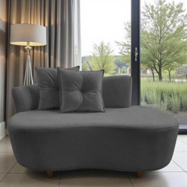 Imagem de Namoradeira Sofá Feijão Suria Orgânica Suede Cinza - Mazzero Decor