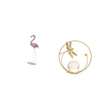 Imagem de Fenteer Escultura de Flamingo em Resina Cristal, Arte Moderna com Suporte de Metal para Casa, Jardim, Lago, Canteiro de Flores, Corredor, Lareira, Quarto, Sal