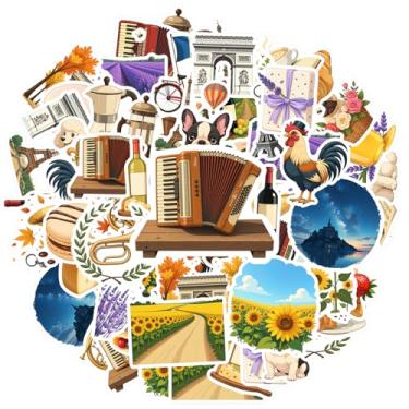Imagem de 50 peças Cultura Francesa Comida Viagem Arquitetura Natureza Adesivos de Arquitetura de Brinquedo Adesivos Cênico para Notebook Bagagem Celular Copo Laptop Bagagem Scrapbook Adesivo Diário
