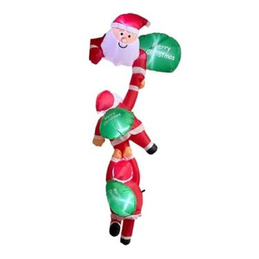 Imagem de shamjina Papai Noel inflável escalando para decoração de Natal, adereços para fotos e artigos de festa, 240 cm de altura, ideal para jardim e gramado.