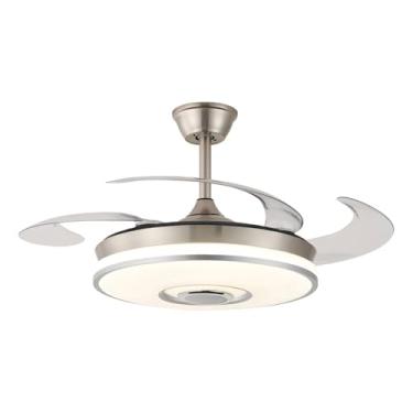 Imagem de Ventilador de Teto LED Retrátil, Prata, 4 Pás com Caixa de Som Bluetooth, 3 Opções de Luz, Alto Padrão Great Home