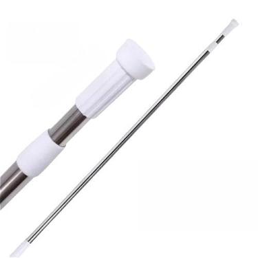 Imagem de Varão Extensível, Cortina Box Banheiro, Retrátil e ajustável sem furar parede,(070 cm a 120 cm (BRANCO/PRATA))
