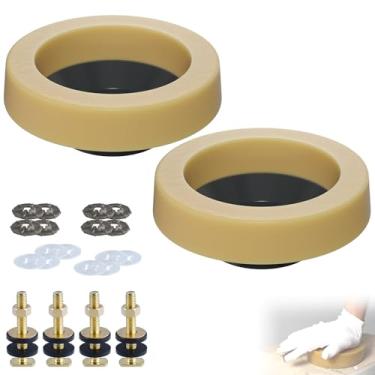 Imagem de Hibbent Kit de substituição de anel de cera de vaso sanitário extragrosso, anel universal de vedação de vaso sanitário com parafusos de latão para piso de vaso sanitário e arruelas de retenção, flange