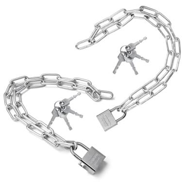 Imagem de Pacote com 2 cadeados resistentes de corrente de bicicleta de 101 cm com cilindro de disco antirroubo, revestimento à prova de intempéries banhado a zinco para bicicletas, motocicletas e portões