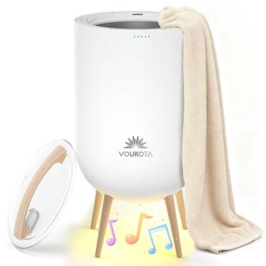 Imagem de VOUKOTA Aquecedor de toalhas de luxo para banheiro, aquecedor de toalhas de aquecimento rápido balde com alto-falante Bluetooth | Serve para duas toalhas, cobertores e roupões de 101.6 cm x 177.8 cm |