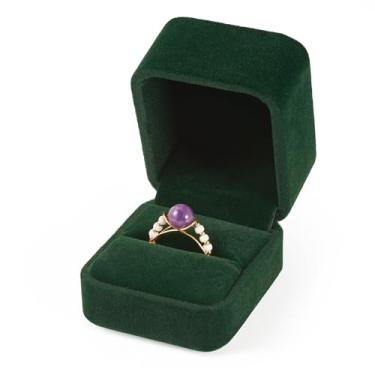 Imagem de Estojo de armazenamento de anel, caixa de anel de veludo, brinco, expositor de joias, caixas de armazenamento organizador para mulheres, noivado, presentes de casamento, joias, verde escuro