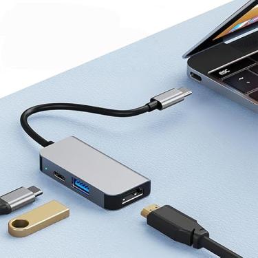 Imagem de Hub USB C, adaptador multiportas 3 em 1 para laptops, divisor USB C para HDMI 4K @ 30Hz, 1 porta de dados USBA 3.0, entrega máxima de energia de 100 W, compatível com laptops e outros dispositivos