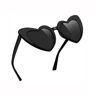 Imagem de Óculos de sol coração feminino masculino vintage amor olho de gato óculos de sol bonitos Sunnies retrô lembrancinha de festa SY6002, A03-Armação preta | Lente preta, Normal