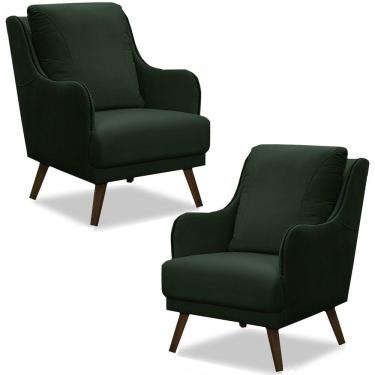 Imagem de Kit 2 Poltronas Decorativas Catar Com Tachas Veludo Verde