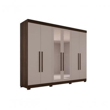 Imagem de Guarda-roupa Casal 6 Portas 6 Gavetas Com Espelho órion Premium Salleto Savana/off White