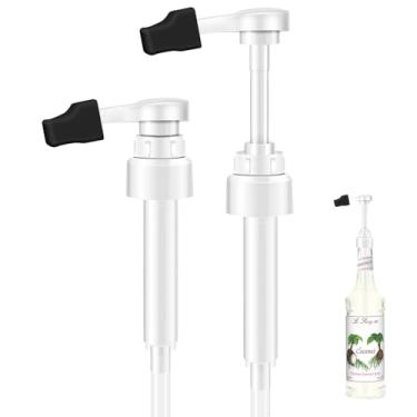 Imagem de 2 peças bomba de xarope branco 750 ml garrafa de vidro bomba de xarope de café branco com tampa de ponta (2) compatível com garrafas de vidro Monin