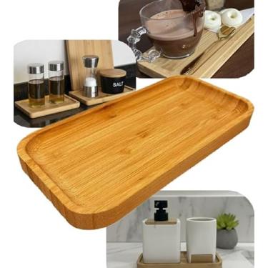 Imagem de Bandeja Decorativa de Bambu, Retangular, Natural, 27,5 x 12,5 cm, Resistente, para Alimentos Quentes e Frios, Biodegradável, Petisqueira