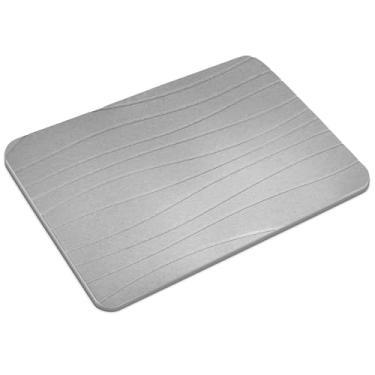 Imagem de Tapete de banho de pedra – Tapete de chuveiro de terra diatomácea de secagem rápida, antiderrapante e super absorvente, material natural ecológico, fácil de limpar, design durável e elegante para