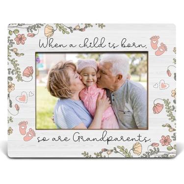 Imagem de APJYM Porta-retratos de anúncio de gravidez para avós e avós, 12 x 18 cm, presentes para avós, presentes para avós, quando uma criança nasce, assim são os avós, porta-retratos