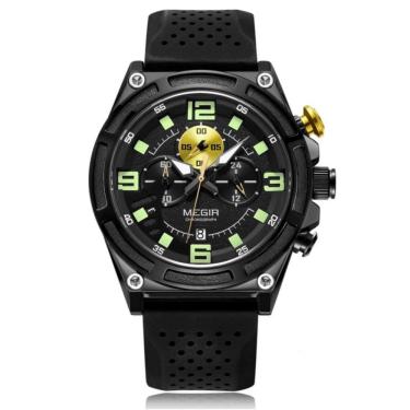 Imagem de Relógio masculino com cronógrafo esportivo  à prova d´agua  pulseira de silicone 