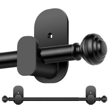 Imagem de KAMANINA Hastes de cortina sem perfuração para Windows 82 a 86 polegadas, haste ajustável para locatários de 1,5 cm com suportes adesivos 3M sem perfuração, preto