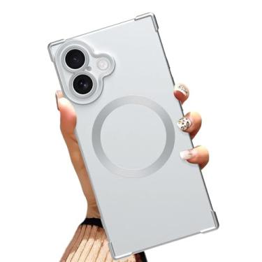 Imagem de AIGOMARA Capa magnética para iPhone 17 de 6,3 polegadas [compatível com MagSafe] Capa protetora fina de TPU macio com cantos reforçados à prova de choque para mulheres e homens