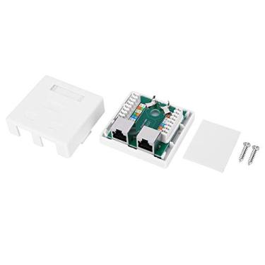 Imagem de Super 5 Escudo Rj458p8c Adaptador de Junção de Conector de Parede 2 Portas Caixa de Montagem de Cabo de Extensão de Mesa Tomada de Superfície Branca para Placas de Parede de Rede