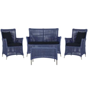 Imagem de Jogo Sofá 2 Poltronas E Mesa Igapó Fendi E12 Trama Original Azul