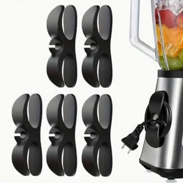 Imagem de 5 peças organizador de cabos para eletrodomésticos, suporte de enrolador de cabos de cozinha, bastão de envoltório de cabo firmemente para cafeteira panela de pressão