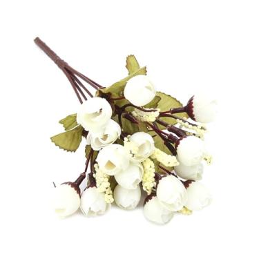 Imagem de Dpofirs Mini Decoração de Flores Falsas de Seda |Rosa Pérola Artificial Com Boa Haste para Arranjos de Casa, Escritório, Casamento e Festas (Branca)