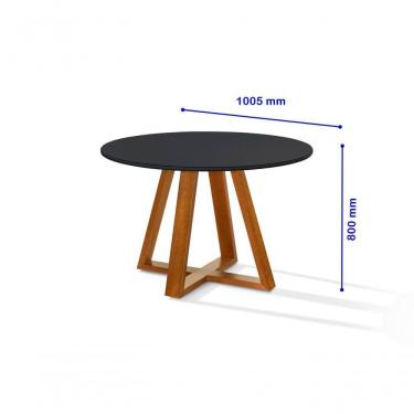 Imagem de Mesa De Jantar Bela 105cm Redonda Tampo Vidro/mdf Preto