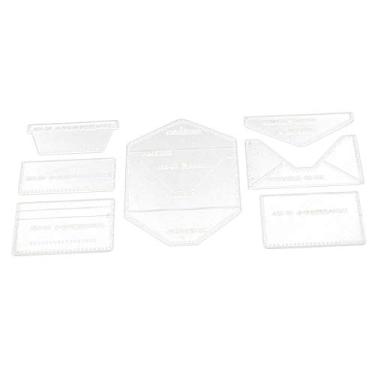Imagem de barenx 7 peças de acrílico padrão estêncil couro artesanato mini bolsa porta-cartões