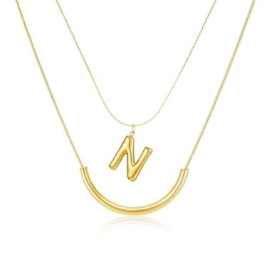 Imagem de MIUSISHIYU Colar feminino banhado a ouro 14 quilates — Pingente de letra A a Z, colar com nome delicado que não irrita a camada, resistente a manchas e acabamento resistente à água, joia de presente
