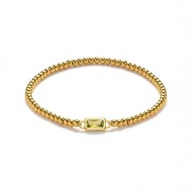 Imagem de Pulseira feminina com pedra do mês de nascimento em ouro 18 K, moderna, moderna, não mancha, banhada a ouro 18 K, pulseiras de zircônia cúbica, presente de aniversário, Natal, Dia dos Namorados, joia