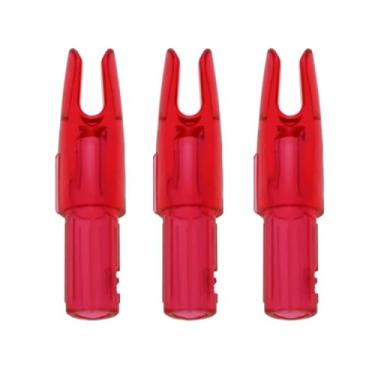 Imagem de Pacote com 24 Nocks de flecha de tiro com arco, ID 6,2 mm/0,246 polegadas inserção de plástico Nock Tail para arco flecha caça tiro substituição (vermelho claro)