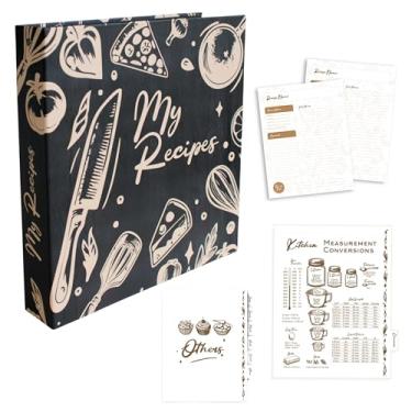 Imagem de Conjunto de fichário de receitas. Fichário de receitas com 3 anéis de 21,5 x 28 cm, livro de receitas para fichário de receitas próprias, 30 folhas tamanho carta e 30 protetores de folhas, 6 divisores